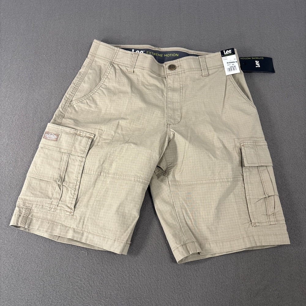 Lee Extreme Motion Cargo Shorts Mens Size 33 KC Khaki Ripstop 112361811